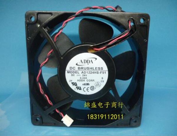 Original ADDA 12038 0.32A AD1224HS-F51 120*120*38MM 24V ventilador de refrigeración inversor de 2 cables