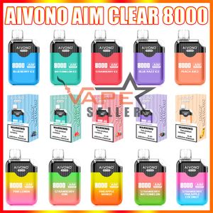 Cigarette électronique d'origine AIVONO AIM CLEAR Aroma King 8000 à usage unique avec dosette de 18 ml et batterie rechargeable de 650 mAh