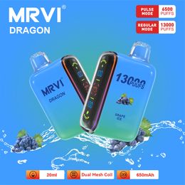 Bar geek d'origine mrvi dragon 13k Derbanable E Cigarettes Double bobine en filet Mesh bobine 20 ml Pod Batterie Rechargeable Cigs électronique Puff 15k 2% 3% 5% Vape Pen Kit 650 MAH