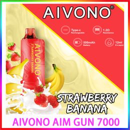 Originele AIVONO Aim Gun 7000 Rookwolken Vapes Wegwerp Vape Elektronische sigaretten 5% 2% 0% Pen 12ML Mesh Coil Pod E Cigs 600mAh Batterij Bladerdeeg 7000 Apparaat crazvapes