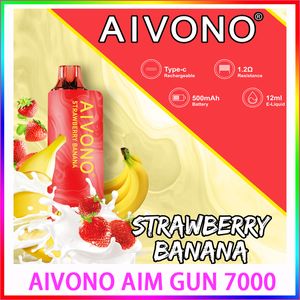 Original AIVONO Aim Gun 7000 Puffs Vapes Vape Cigarrillos electrónicos desechables 5% 2% 0% Pluma 12ML Bobina de malla Pod E Cigs 600mAh Batería Puff 7000 Dispositivo crazvapes