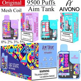 Original AIVONO Aim Tank 9500Puffs Vape jetable E Cigarettes 18 ml Mesh Coil Pod 0% 2% 3% 5% 650mah Batterie rechargeable E Cigs Vaper Puff 9500 Pen