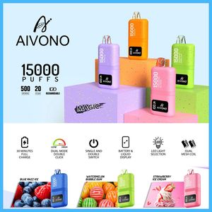 Original AIVONO Magic 15000 Puffs jetable E Cigarette Vape Pen avec batterie rechargeable 500mAh 20ml Mesh Coil Pod double mode Puff Flex 2800 stylo vaporisateur