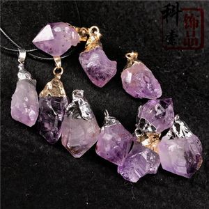 Originele amethist stenen hanger ketting ketting natuurlijke genezing chakra kristal unisex hanger ketting hele240J