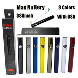 8 couleurs Batterie maximale Préchauffage VV 380mAh Batteries de tension variable avec Micro USB Charger Fit CE3 G2 Amigo Liberty Cartridges