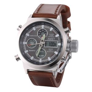 Originele AMST Horloges Mannen Luxe Merk 5ATM 50 m Dive LED Digitale Analoge Quartz Horloges Mannelijke Mode Sport Militaire Horloges