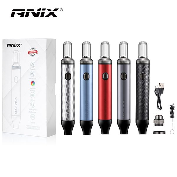 Original ANIX Scorpion Nectar Collector Vaporizador de hierba seca 650 mAh Conexión magnética de cerámica 510 Hilo Vape Pen Kits