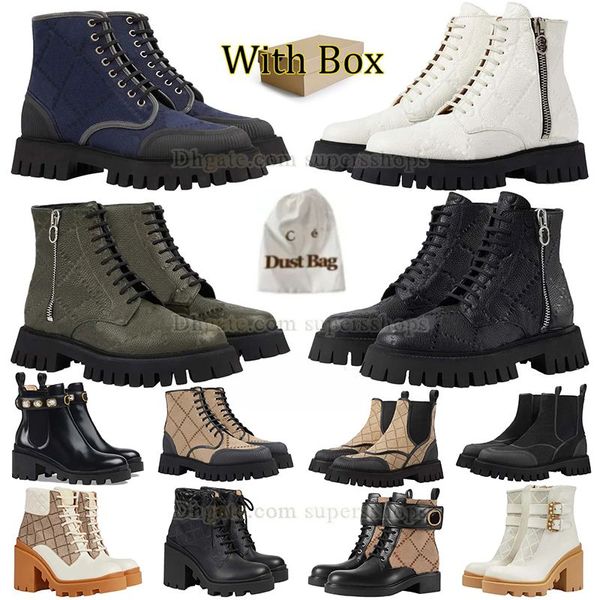 Bottines originales pour femmes, bottes Martin à talons hauts, bottes en caoutchouc, fermeture éclair, chaussure Oxford, bottes en cuir à lacets, bottes de neige, bottes de combat avec boîte