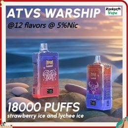 ATVS original 18K Puff 18000 Puff Bar desechable Vape E-cigorette con pantalla inteligente Pantalla de pantalla de 750 mAh Bang Bang King Vape Desechable 7000 Puff 9000 Puff 12000 Puff