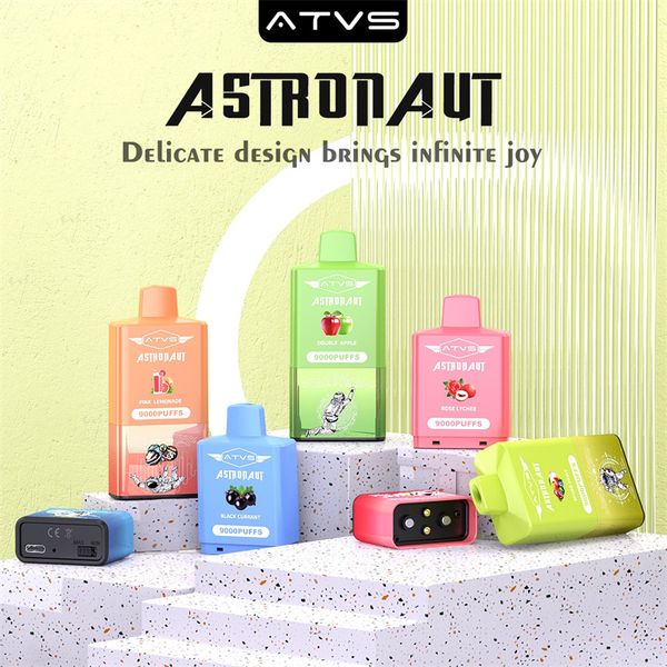 Original ATVS astronaute 9000 bouffées de cigarette électronique jetable détachable Vape Pod maille bobine 15 ml débit d'air dispositif réglable