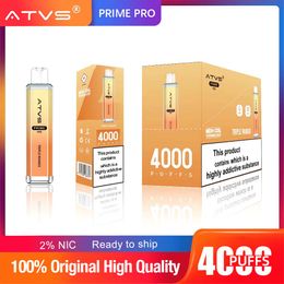 Cigarrillos electrónicos desechables originales Atvs Crystal 4000 Puff con código verificado 4K 0% 2% 3% 5% Batería no recargable Dispositivo de 10 ml Vape Pen