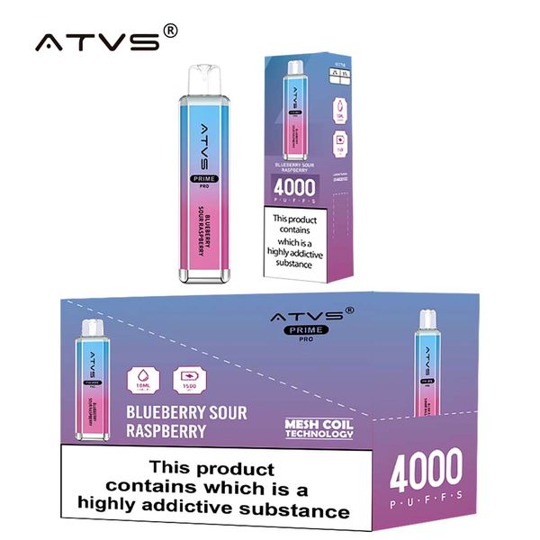 Original ATVS Crystal 4000 Puff Cigarrillos electrónicos desechables 1.0Ohm Bobina de malla 10 ml Pod Batería Cigs electrónicos 2% Barra de vape desechable 10 sabores En stock