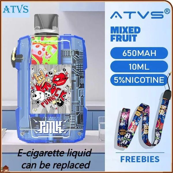 Original authentique navire de guerre ATVS 7000 bouffées cigarette électronique e-liquide remplaçable avec affichage vapes 7K bouffée vaper