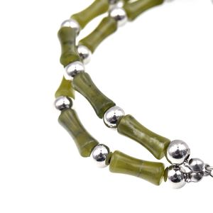 Bracelet en acier et titane avec chaîne à nœud en bambou et Jade Olive authentique, accessoires Hipster frais pour Couple, bijoux porte-bonheur