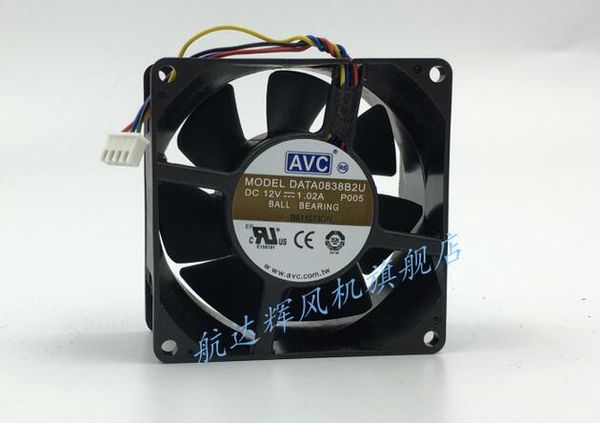 Ventilateur de serveur PWM à quatre fils AVC DATA0838B2U 8038 1.02A 80*80*38MM 12V d'origine