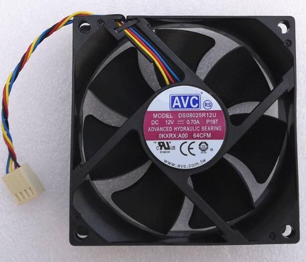 Original AVC ds08025r12u DC12V 0.70a alta velocidad 5000 ventilador de CPU de viento súper fuerte