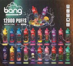 Bang original 12000 bouffées 12k cigarettes électroniques jetables stylo vape avec contrôle du flux d'air batterie rechargeable 650mAh bobine de maille 20 ml pod prérempli VS bang box 12000 vapers