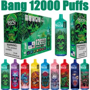 Bang original 12000 bouffées de cigarettes électroniques jetables Vape Puff 12k 0% 2% 3% 5% 20 ml Pod prérempli Bobine de maille 650 mAh Batterie rechargeable Stylo Vaper Dispositif