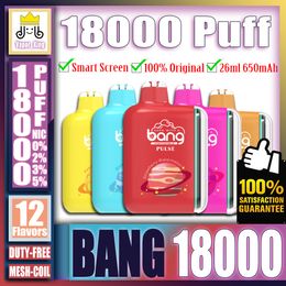 Originele Bang Pulse 18000 18K Puff 18000 18K Oplaadbare Smart Digital Box Disposable Vape Pen E Sigaret 26ml 650mAh Batterij Geek Bar Geekbar 7500 15K 15000