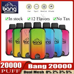 Originele knal 20000 Puffs 20K Puff 20000 Smart scherm Elektronische sigaretten Vape wegwerp 0% 2% 3% 5% 25 ml Voorgevulde pod 650 mAh Oplaadbare batterij Vaper 12 Smaken