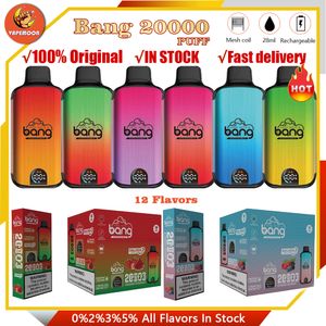 Vapor desechable original de Bang 20000 Bang 20000 con pantalla digital Bang Smart Screen Puff 20K Cigarrillos E recargables E Bobina de malla dual 0% 2% 3% 5% 12 Color 18K 15K 12K Vaper