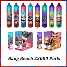 Bang Bang Beach 22000 Puffs Disposable Vape Pen 22k Puffs Vape 36 ML CARTRIDGES PRÉFULTES POD 850MAH Batterie rechargeable 12 saveurs vs Randm Tornado 15000