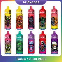 Originele bang 12000 trekje Wegwerp E-sigaretten Vape-pen met luchtstroomregeling Oplaadbare 650mAh-batterij 12K trekjes Mesh Coil 20ml Voorgevulde pod-vapers