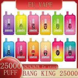 Bang King d'origine 25000 Puffs 25K Puff 25000 Cigarettes électroniques jetables Vape 0% 2% 3% 5% 23 + 23ML POD PRÉFULTE 650MAH Batterie rechargeable Verceau Pouffle 25K Mesh double