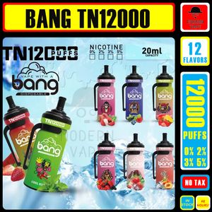 Puff 12k Originele Bang King TN 12000 Puff Vape Wegwerp-e-sigaretten 20 ml Voorgevulde Pod Mesh Coil 600 mah Oplaadbare batterij Vaper 0% 2% 3% 5% Pen 12 smaken op voorraad