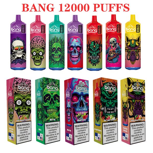 Original Bang Box 12000 Puffs E Cigarrillos Kit de inicio 12 12K Puff Vaporizadores grandes Vape desechable Bobina de malla Luces LED Batería recargable 23 ml Vainas precargadas