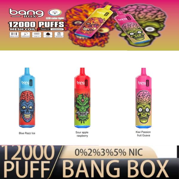 Bang Box Original 12000 Puffs Puff 12k Cigarettes électroniques jetables Vape Pod Dispositif 650mAh Batterie 20ml Cartouche préremplie Stick Vs Puff 12000 9000 9K 12K King