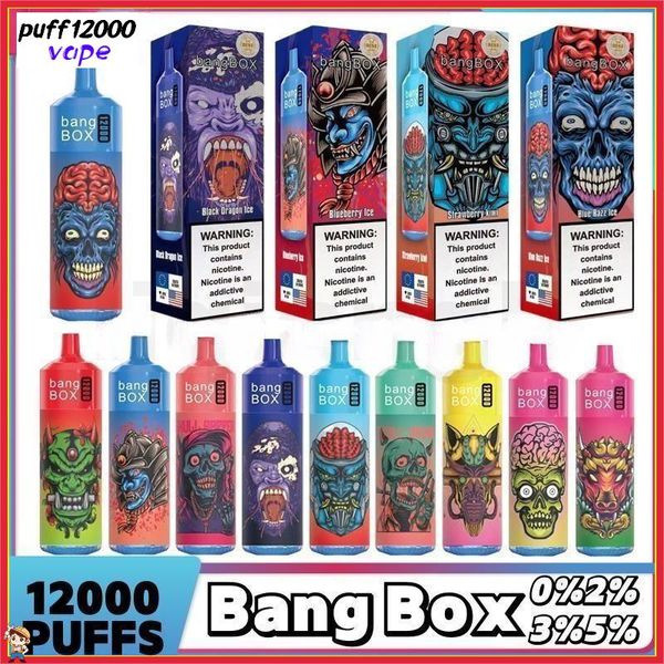 Box Bang Bang 12000 Puffs Set grand vaporisateur Vape Vape Vape E-Cigarette Net Coil LED lampe rechargeable Batterie 6 couleurs LGB LUMIÈRE 12K PUFFICATION