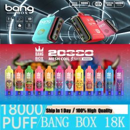 Boîte de bang originale 18000 Puff 18k Puff 20k Puff 20000 Vapes jetables Pen E Cigarette 0% 2% 3% 5% Recharge Mesh Coil Puff 12k Bang Box 12000 vapers vapes bouffée jetable