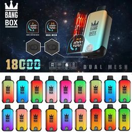 Bang Box original 18000 bouffées de cigarettes électroniques jetables vape Pod dispositif 850mAh batterie 26ml bang box 18K 0% 2% 3% 5% DUAL MESH Vaporisateur bang king 15000 15k numérique 18k