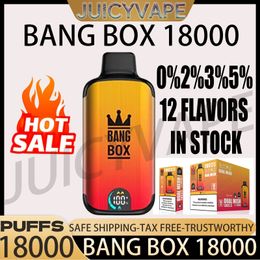 Originele Bang Box 18000 Rookwolken Wegwerpbladerdeeg 18k Vapes Pen 26 ml E-sigaret 0% 2% 3% 5% DUAL MESH Vaporizer Opladen Mesh Coil Vape Pen Bladerdeeg 12k 9k 7k 15k