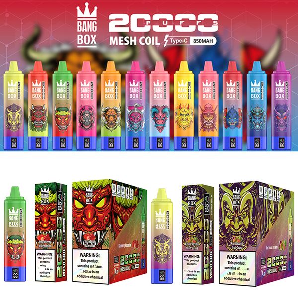 Boîte originale Bang 20K cigarette électronique jetable 20000 bouffées 25 ml dosette préremplie avec écran intelligent stylo vapeur jus 850 mAh batterie rechargeable maille bobine vapeur