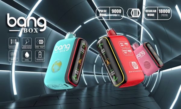 Original Bang BOX 9000 ~ 18000 bouffées de cigarettes électroniques jetables vape batterie à double bobine e-liquide grand écran 28 ml 12 saveurs mode impulsion régulier 9000 bouffées 18000 bouffées