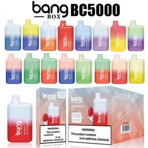 Boîte Bang originale BC5000 Boîte de vape jetable 5k bouffées Dispositif 650mah Batterie rechargeable 15ml Cartouches préremplies Pod Vape Juice Devices