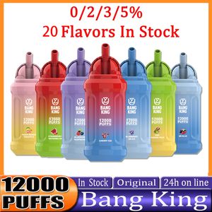 Original Bang King 12000 Puff Vapes jetables Pen Le plus récent paquet Puff 12000 E Cigarette 0% 2% 3% 5% Vaporiser Recharge Mesh Coil Vape Pen Puffbars expédier une bouffée d'un jour 12k