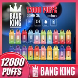 Originele bang king 12000 trekjes 12k wegwerp vape digitale bang vapes Oplaadbare batterij Voorgevulde pods Cartridge vaper Vape desechable vapme bladerdeeg shisha