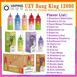 100% Originele UZY Bang King 12000 Bladerdeeg Wegwerp E-sigaretten 23 ml Voorgevulde Pods Cartridge 650 mAh Oplaadbare Batterij Rookwolken 12 K Vape Pen