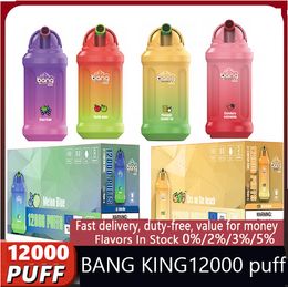 Bang King Original 12000 Vapes jetables Puff Strage le plus récent Paquet Puff 12000 E Cigarette 0% 2% 3% 5% Vaporisation Recharge Mesh Coil Vape Vape Puffbars Ship One Day Puff 12k