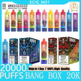 BOX BANG ORIGINAL 20K Cigarettes D jetables 20000 Puff 25ml Pod Pod Smart Screen Vape Pen Juice 850mAh Box Box Bang Box 18000