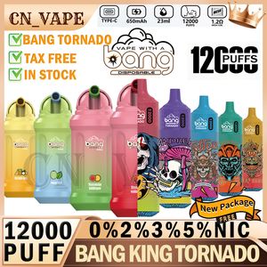 Original Bang King 12000 Bang Tornado Puffs Disposable E Cigarettes Vape Dispie 650mAh Batterie 23ml Stick préfabillé 12k 15k 20k Puff 15k Bang King Shisha