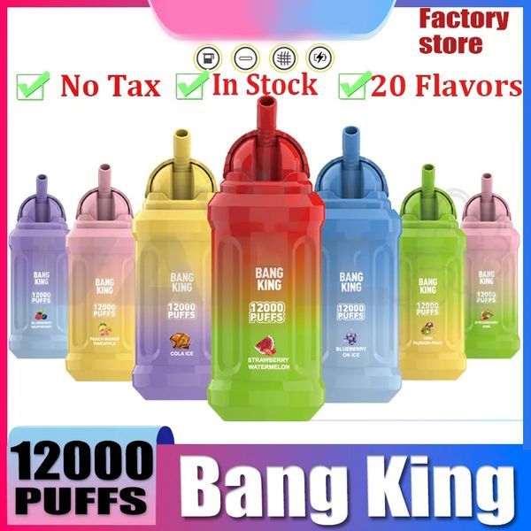 Original Bang King 12000 Puffs Puff 12K Vape desechable Hits 0% 2% 3% 5% Bobina de malla Puffbar 23ML 650mAh Batería Carros precargados Puffs recargables Vaper E Cigarrillo