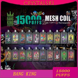 Original Bang King 15000 Puff Cigarrillos electrónicos desechables 1.0 ohmios Bobina de malla 25 ml Pod Batería Recargable Cigarrillos electrónicos Puff 15K 0% 2% 3% 5% Vape Pen Kit Personalizable