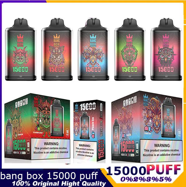 Bang King Original 15000 Puff Dernichable E Cigarettes 1,0 ohm Coil 25 ml Pod Batterie Rechargeable 0% 2% 3% 5% Vape Pen Kit 12 Color Electronic Device Pré-rempli Vs 15K Puffes