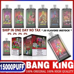 Originele Bang King 15000 Rookwolken Wegwerp Vape E-sigaretten 0% 2% 3% 5% Bladerdeeg 15k 25ml Voorgevulde Pod 1.0ohm Mesh Coil 650mAh Oplaadbare Batterij Vaper-pen