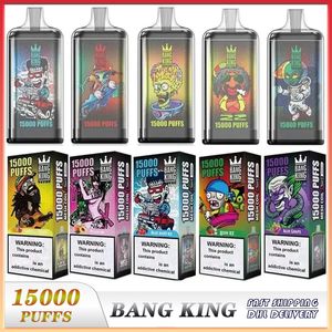 Bang King Original 15000 Puffs Dernivable E Cigarettes Vercez 20 saveurs 0% 2% 3% 5% 25 ml Pod préfabillée 1,0 ohm Coil 650mAh Batter