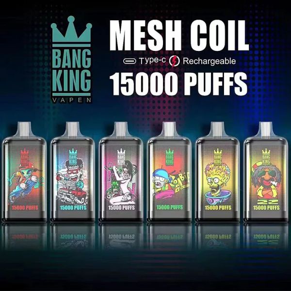 Original Bang King 15000 Puffs Cigarrillos electrónicos desechables Vape Pen 25 ml Pod 850 mah Batería recargable china Auténticos vapers al por mayor desechables puff 15K